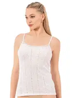 Viskon Transferli Ribana Esnek İp Askılı Örme Kadın Atlet Özkan 27106  Ekru görsel 7