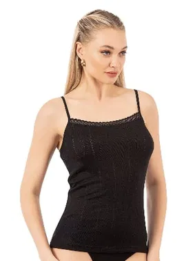 Özkan Viskon Transferli Ribana Esnek İp Askılı Örme Kadın Atlet Özkan 27106  - Alternatif Görünüm