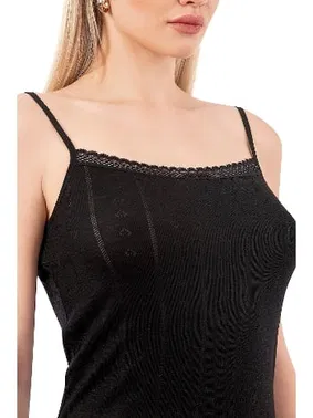 Özkan Viskon Transferli Ribana Esnek İp Askılı Örme Kadın Atlet Özkan 27106 