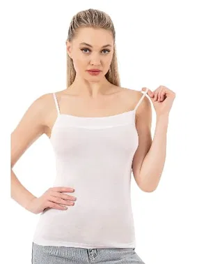 Özkan Viskon Yakası Saten Esnek Yumuşak İnce Askılı Kadın Atlet Özkan 2041 