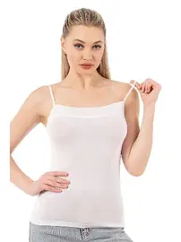 Özkan Viskon Yakası Saten Esnek Yumuşak İnce Askılı Kadın Atlet Özkan 2041 