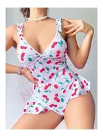 Vişne Desenli Fantezi Babydoll Nightlight 1047 Beyaz görsel 4