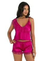 Vişne Saten Kadın Şort Takımı Ahu Primoda 9205 Fuşya