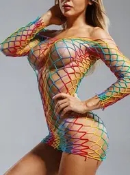 Vivaldy Geniş File Rengarenk Fantazi Elbise Vücut Çorabı Vivaldy 4540