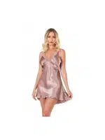 Vizon Kısa Saten Gecelik Ahu Primoda 8135 Vizon detay görünüm