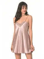 Vizon Kısa Saten Gecelik Ahu Primoda Prm-5 Vizon