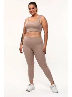 Vogsing Battal Fitilli Dalgıç Yüksek Bel Bayan Tayt Vizon Vogsing 393