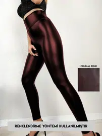 Vogsing Deri Yüksek Belli Parlak Kadın Tayt Vogsing 575