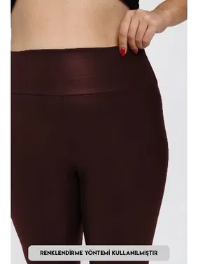 Vogsing Deri Yüksek Bel Battal Beden Uzun Kadın Tayt Vogsing 576 - Alternatif Görünüm