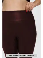 Deri Yüksek Bel Battal Beden Uzun Kadın Tayt Vogsing 576 Kahve detay görünüm