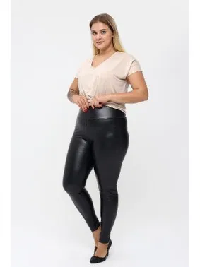 Vogsing Siyah Battal Beden Deri Yüksek Bel Kadın Tayt Vogsing 576 - Alternatif Görünüm