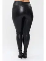 Siyah Battal Beden Deri Yüksek Bel Kadın Tayt Vogsing 576 Siyah görsel 4