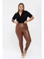 Yüksek Bel Battal Beden Deri uzun Kadın Tayt Vogsing 576 Taba detay görünüm