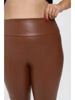 Yüksek Bel Battal Beden Deri uzun Kadın Tayt Vogsing 576 Taba görsel 4