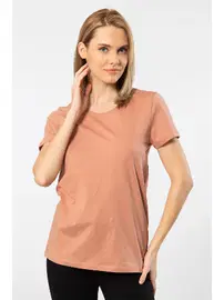 Wtshirt Pamuklu Bisiklet Yaka Wtshirt London Kadın Tshirt