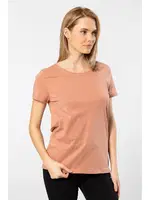 Pamuklu Bisiklet Yaka Wtshirt London Kadın Tshirt Somon detay görünüm