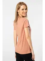 Pamuklu Bisiklet Yaka Wtshirt London Kadın Tshirt Somon farklı açı