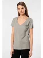 Gri Pamuklu Düz Kesim Wtshirt Milano Kısa Kollu Kadın Tshirt Gri