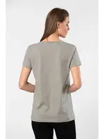 Gri Pamuklu Düz Kesim Wtshirt Milano Kısa Kollu Kadın Tshirt Gri farklı açı
