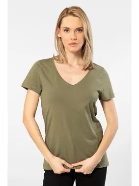 Wtshirt Wtshirt Milano Derin V Yaka Pamuklu Kadın Tshirt