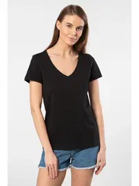 Wtshirt Pamuklu Derin V Yaka Kadın Tshirt Wtshirt Milano Wtshirt