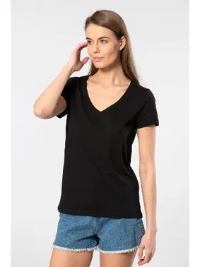 Wtshirt Pamuklu Derin V Yaka Kadın Tshirt Wtshirt Milano Wtshirt - Alternatif Görünüm
