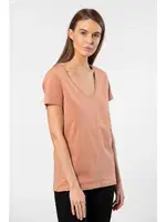 Düz Kesim Pamuklu Wtshirt Milano Kadın Tshirt Somon detay görünüm