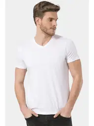 Wtshirt Kısa Kollu V Yaka Pamuklu Erkek Wtshirt New York