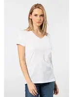 Kısa Kollu Beyaz V Yaka Kadın Tshirt Wtshirt Venice detay görünüm