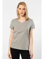 V Yaka Düz Kısa Kollu Wtshirt Venice Kadın Tshirt