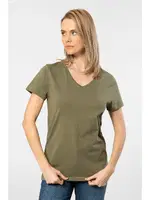 Wtshirt Venice V Yaka Pamuklu Kadın Tshirt Haki detay görünüm