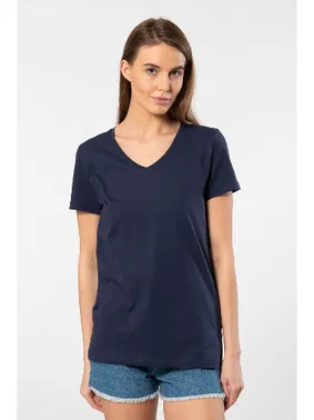Wtshirt Lacivert Kısa Kollu V Yaka Wtshirt Venice Kadın Tshirt - Alternatif Görünüm