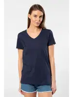 Lacivert Kısa Kollu V Yaka Wtshirt Venice Kadın Tshirt Lacivert detay görünüm