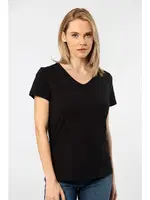 Siyah Kısa Kollu Wtshirt Venice V Yaka Kadın Tshirt Siyah detay görünüm
