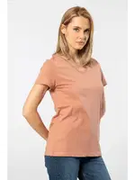 V Yaka Kısa Kollu Wtshirt Venice  Kadın Tshirt Somon