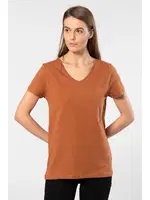 Pamuklu V Yaka Wtshirt Venice Kadın Tshirt Tarçın