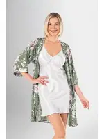 Yakası Büzgülü Gecelik 2Li Kısa Sabahlık Takımı Ahu Loriva 1961 Yeşil