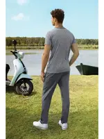 Yakası Cepli Desenli V Yaka Erkek T-Shirt Pijama Takımı Doreanse 4803 Gri detay görünüm