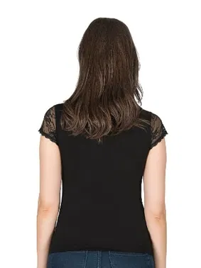 Özkan Yakası Dantel Premium Viskon Kısa Kollu Örme Kadın Bluz Özkan 7371  - Alternatif Görünüm