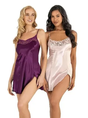 Ahu Lingerie Yakası Dantel Pudra Kısa Saten Gecelik Ahu Primoda 8217 - Alternatif Görünüm