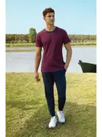 Yanları Cepli Bisiklet Yaka Desenli Bordo Erkek T-Shirt Pijama Takımı Doreanse 4863 Bordo