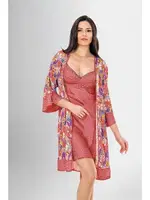 Yarım Kollu 2Li Kısa Sabahlık Gecelik Takımı Ahu Loriva 1928 Kırmızı