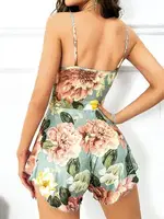 Yeşil Çiçekli Dantelli Fantezi Erotik Gecelik Tulum Pink Night 3753 Yeşil detay görünüm