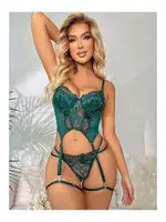 Yeşil Dantel Fantazi Jartiyer Takımı Kadın Ruselin 2024 Yeşil