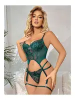 Yeşil Dantel Fantazi Jartiyer Takımı Kadın Ruselin 2024 Yeşil farklı açı