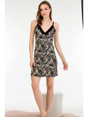 Lady Yeşil Desenli Kısa Gecelik Lady 6172