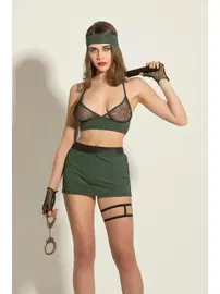 Gallipoli Yeşil Fileli Büstiyer Etek Saç Bandı Bacak Bandı Ve Kısa Eldiven Gallipoli MGP6466