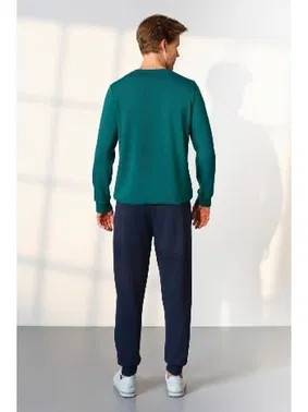 Doreanse Yeşil Sweatshirt Lacivert Jogger Erkek Eşofman Pijama Takımı Doreanse 25K4549 - Alternatif Görünüm