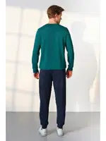 Yeşil Sweatshirt Lacivert Jogger Erkek Eşofman Pijama Takımı Doreanse 25K4549 detay görünüm