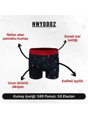 Darkzone Yılbaşı Desenli Kırmızı Boxer Darkzone NWY0002 - Alternatif Görünüm